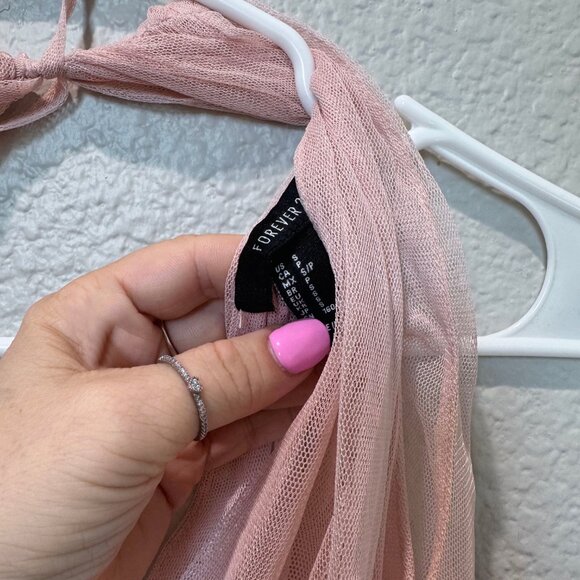 Forever 21 Sheer Pinkish-Mauve Ruffled Dress Size S - Picture 3 of 4